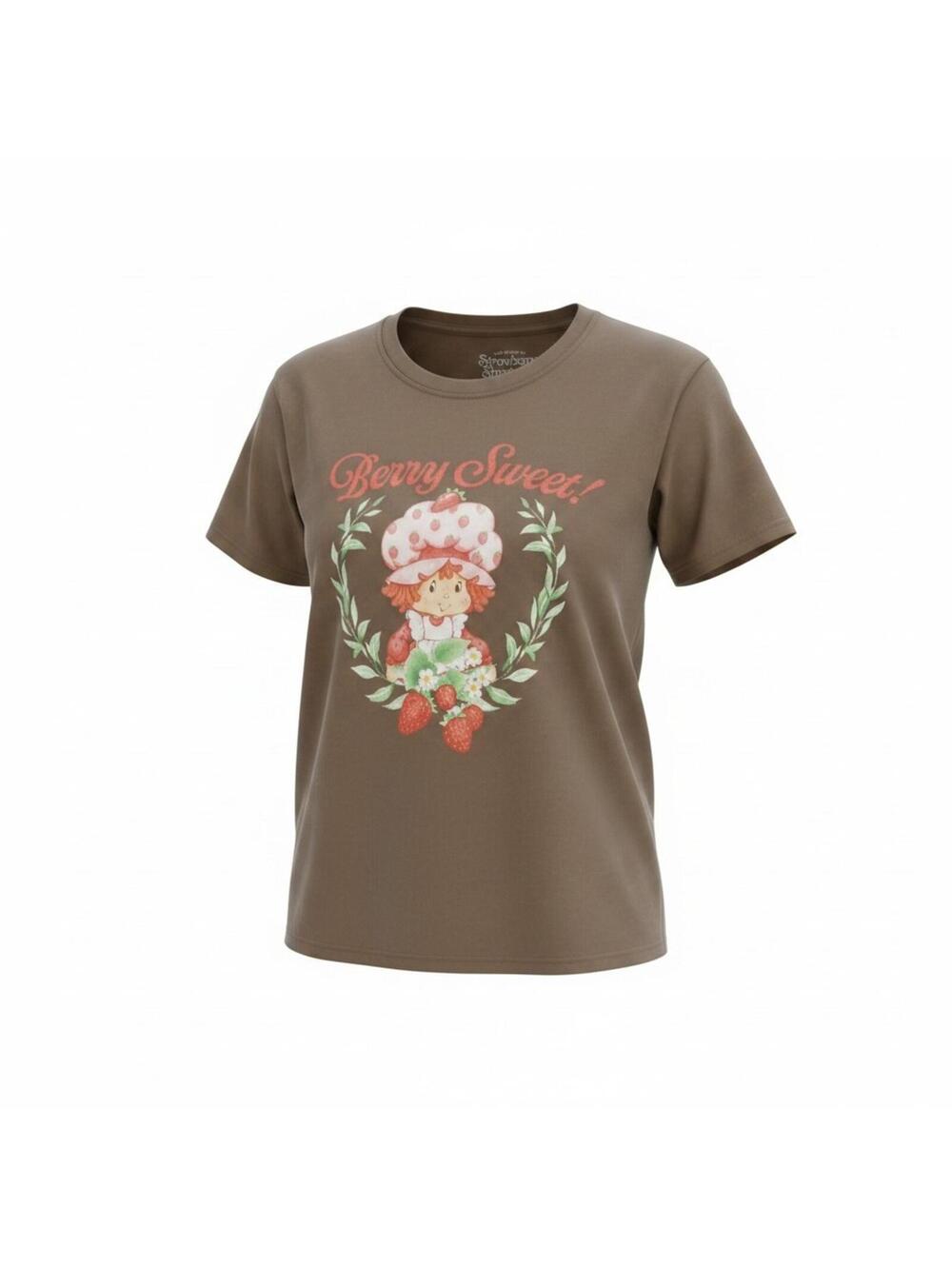 Strawberry Shortcake Berry Sweet Graphic T-Shirt Brown Size L